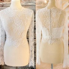Bolero Topper Jacket for Bride Appliques Lace Beading Wedding Dresses High Neck