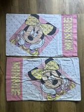 Vintage set of 2 Walt Disney pink  white Minnie Mouse Pillow Cases 90s
