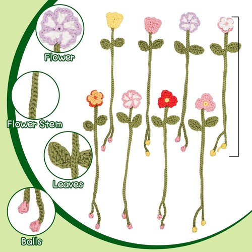 Kit de ganchillo WaldyWop para principiantes - 8 marcadores de flores ganchillo verde - Imagen 6 de 7