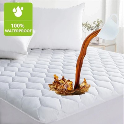 Waterproof Quilted Mattress Pad Deep Pocket Up To 16'' Luxury Breathable Topper