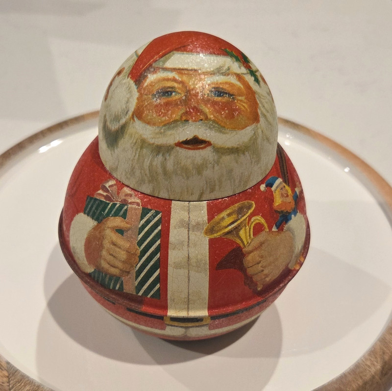 Vintage 1984 ~ BRISTOL WARE / CHEIN IND ~ Roly Poly SANTA Tin / VG+