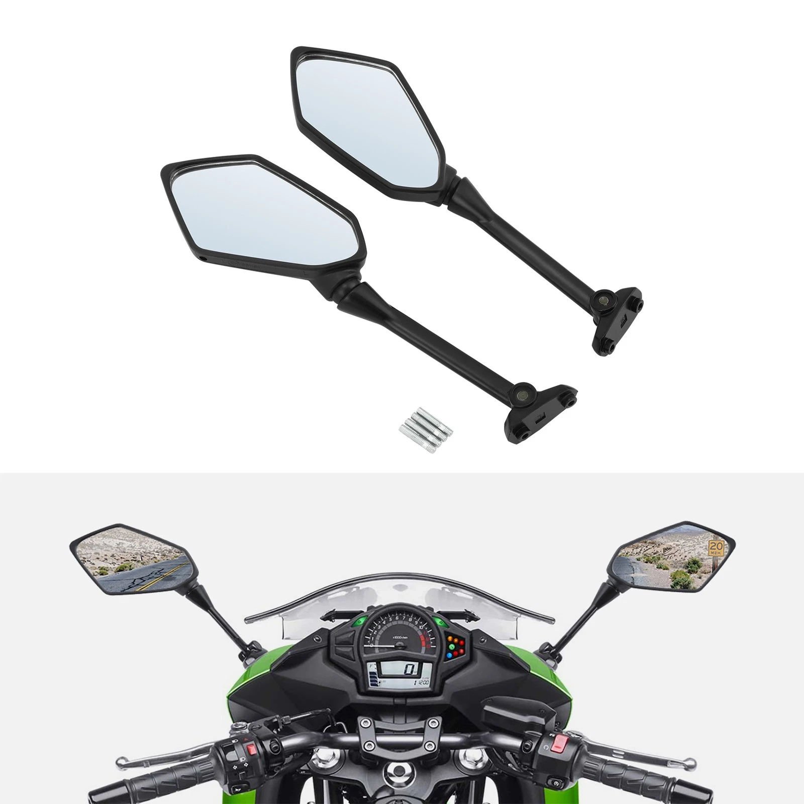 Left & Right Rear View Mirrors Black Fit For Kawasaki NINJA 1000 Z1000SX 11-2014