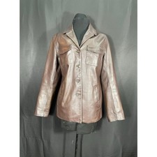 Vintage J.CREW Classic Men's Brown Leather Jacket, Button Up, Size Small