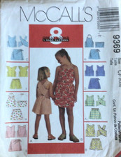 SIMPLICITY 9369 GIRL'S SIZE 4-9 TOPS, SHORTS, SKORTS SEWING PATTERN 1998 CUT