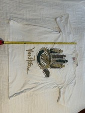 Miskeen Men's White T-Shirt Vintage Y2K Graffiti Streetwear Size 2XL Green Gold