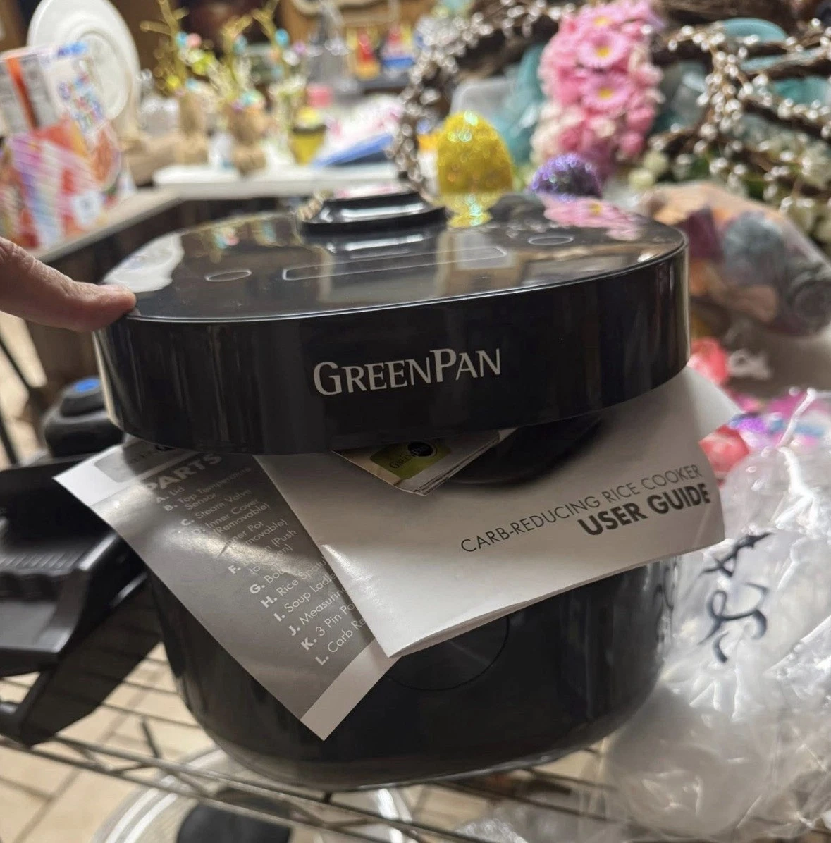 GreenPan Carb Reducing Electric Rice Cooker, 4 Cups Uncooked Graphite