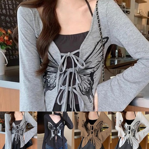 Fashionable Womens Long Sleeve Cardigan with Butterfly Motif for Daily Wear - Picture 2 of 24