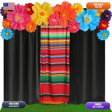 Tingjoo 19 Pcs Mexican Backdrop Curtain Paper Flowers, Black, Flower