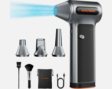 WOLFBOX MF200 Compressed Air Duster w/Removable Battery 4 Nozzles, Mini Blower