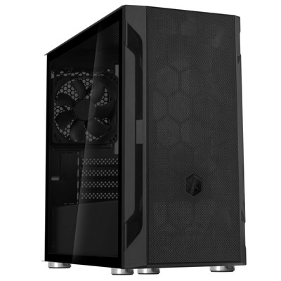 FARA H1M Tempered Glass, Black, Mid-Tower Micro-ATX Case with Mini-DTX and Mi...