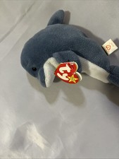 TY Beanie Baby - WAVES the Whale; w/ Echo Hang  Tush Tags Orca whale; 6";