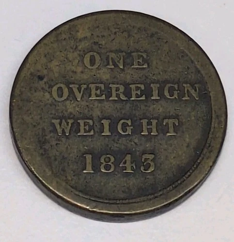 SOVEREIGN COIN WEIGHT ANTIQUE NUMISMATIC HALF GUINEA GOLD SCALES WEIGHT BRASS