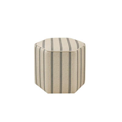 Martha Stewart Ellen Accent Ottoman - Solid Wood Frame Soft Fabric Hexagonal