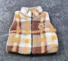Disney Baby Winnie the Pooh Sherpa Plaid Zip Vest Newborn NB Teddy Fleece Jacket
