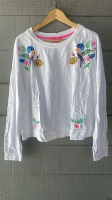 Lilly Pulitzer Sheridan Long Sleeve Sweatshirt Top Sequin Resort White M 268674