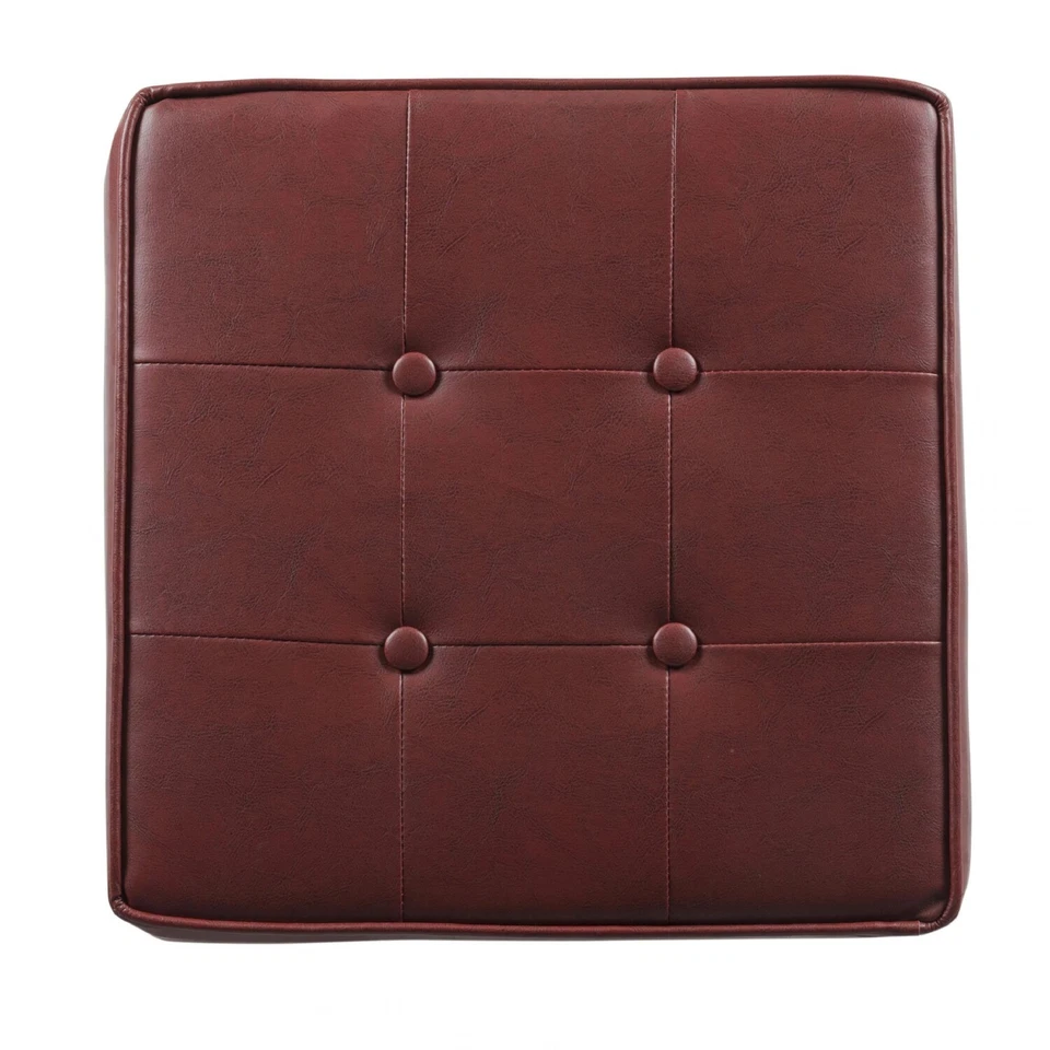 Benzara Square Shape Leatherette Upholstered Wooden Ottoman with Tufted Lift Off - Image 4 of 4