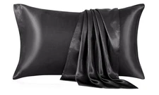 Queen size pillowcase - 20x30 - Black Bridal Satin - sold per piece