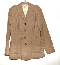 XOXO Beige w Brown Speckles Pouch Pockets Womens 4 Button Blazer Jacket Size 6