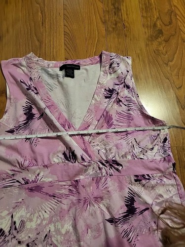 Calvin Klein Jeans XL Tank Top Dress Pink Purple Cotton Stretch Floral - Picture 4 of 7