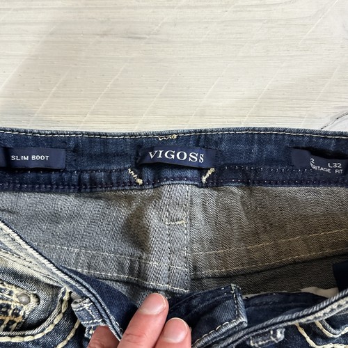 VIGOSS Jeans Women's Sz 2 Slim Boot Heritage Fit Embroidered Blue Stretch 28x29 - Picture 3 of 12