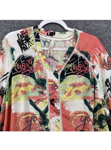 Melissa McCarthy Seven7 blusa top donna 4x tunica multicolore graffiti taglie forti - Foto 3 di 13