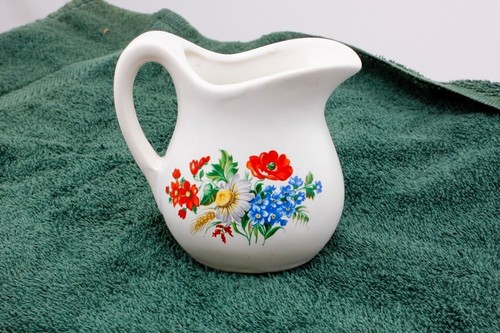 McCoy Pottery USA Colorful Wild Flowers on White Creamer Marked McCoy USA - Picture 2 of 6