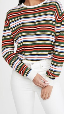 NWT $228 KULE The Millie Sweater Size Small Ribbed Knit Striped Multicolor