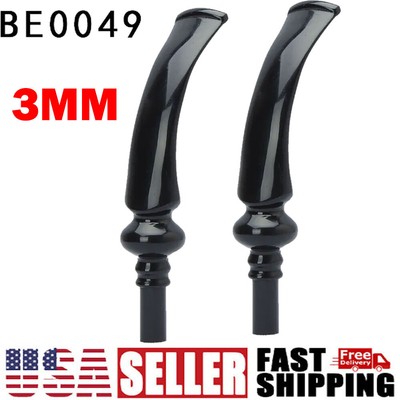 2x 3mm Curved Pipe Stem Acrylic Stem Mouthpiece Replacement For Tobacco Pipe NEW