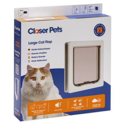 Cat Mate Katzentür 221W groß weiß, 4-Wege-Verschluss, für Katzen, 235x252mm
