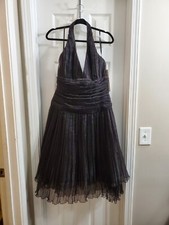 BNWT!! Bari Jay Black Halter Midi Tulle Dress with Waist Ruching-16