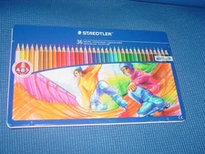STAEDLER NORIS CLUB 36 COLOR PENCIL ABS SPORT SKATE DESIGN TIN 145 SPM36 GERMANY