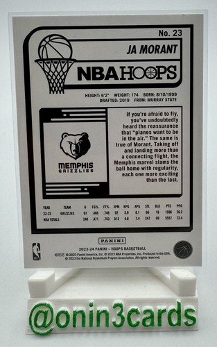 Ja Morant 2023-24 Hoops Purple SP #23 - Picture 2 of 2