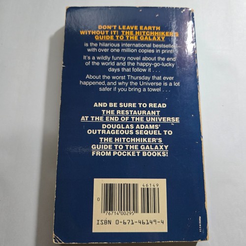 The Hitchhiker's Guide To The Galaxy- Douglas Adams - 1981 First Pocket Edition - Picture 2 of 3
