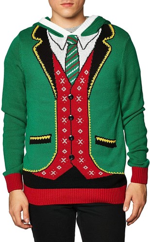 Ugly Christmas Sweater Men's Elf Hooded 