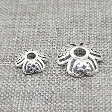10 Sterling Silver Flower Bead Caps Spiral Bracelet Spacer Cap 7mm 9mm