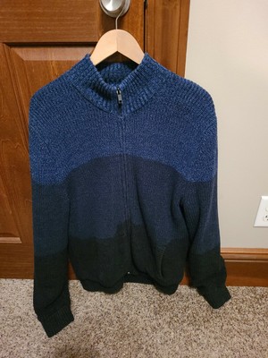 Alfani Full Zip Sweater Blue Mens | eBay