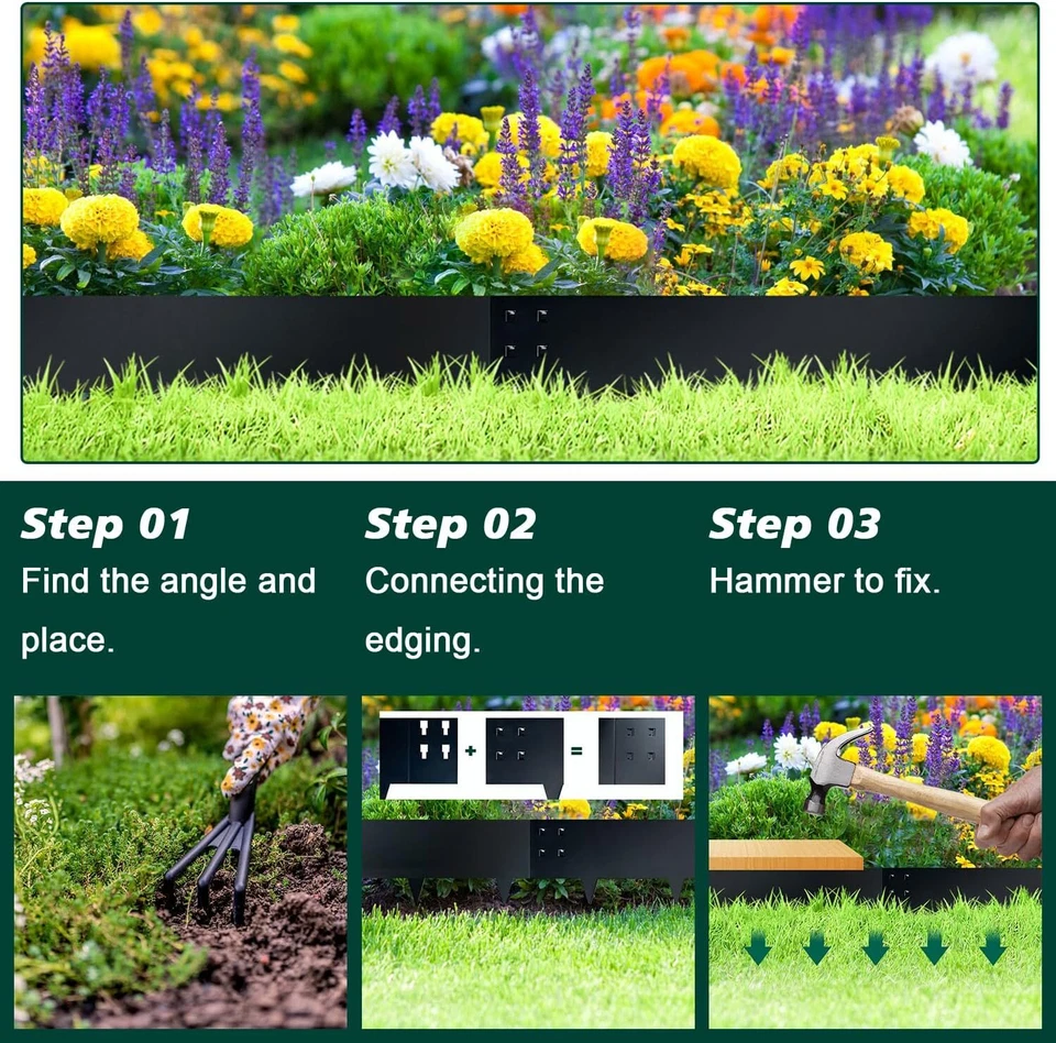 Borde de paisaje de acero galvanizado de 8 pulgadas con borde de césped de jardín de metal Foto 4 de 4