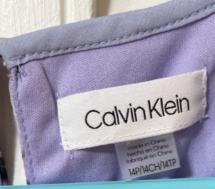 Calvin Klein Dress Lavender Floral Print Sleeveless Shift dress Lined 14p - Image 2 of 4