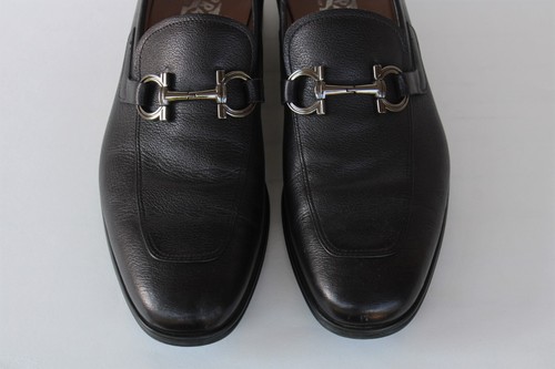 Salvatore Ferragamo Gancini Loafers Mens Shoes Size 8.5 E in Dark Grey Leather - Picture 3 of 12