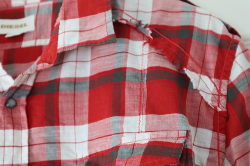 Diesel Checked Pearl Snap Mens XXL Western Raw Cut Short Sleeve Shirt EXC - Picture 6 of 11