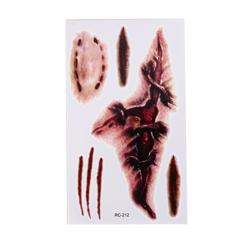5x Halloween Tattoo Aufkleber cool temporäre Horror Wunde Narbe Gore