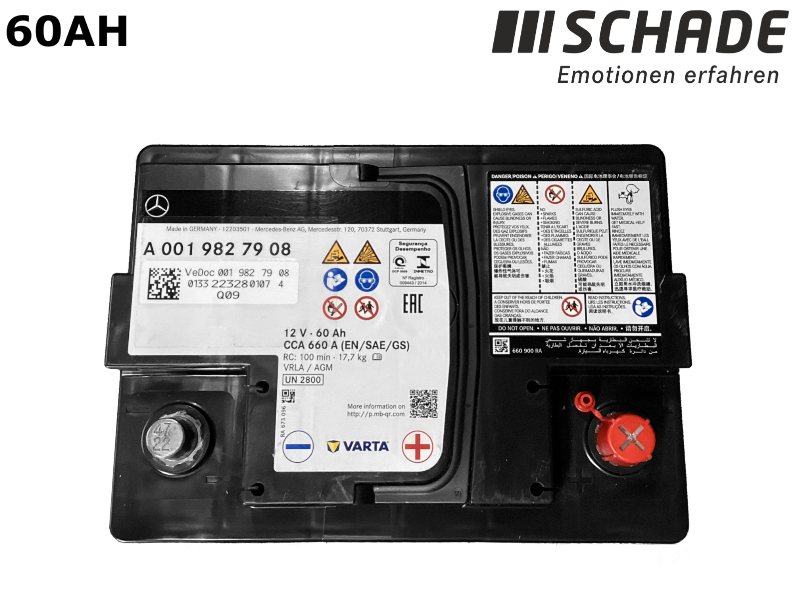 Original Mercedes AGM Autobatterie Starterbatterie Batterie 12V 60Ah