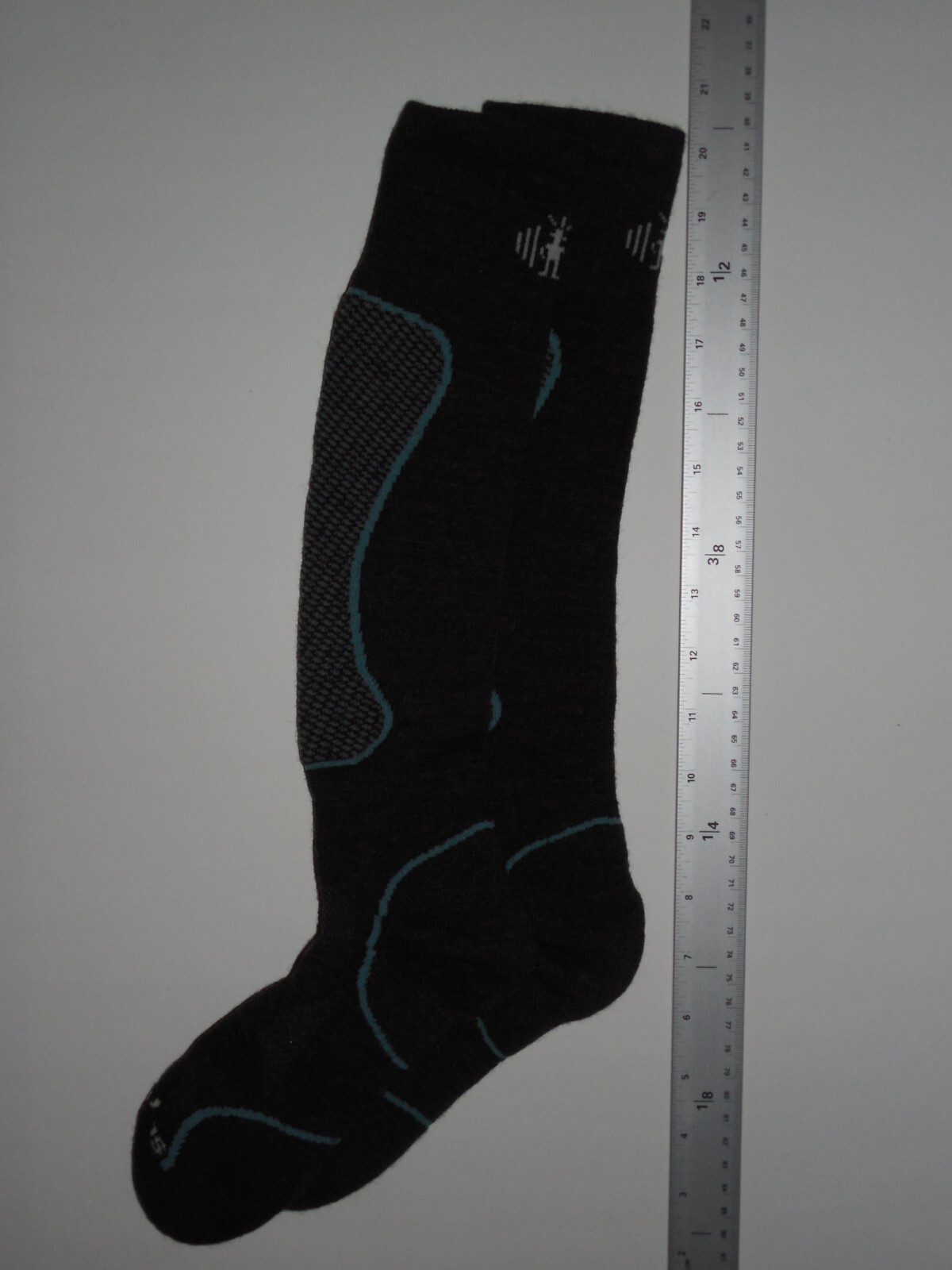 SMARTWOOL SKI Socks Men's Large 911.5 Knee High Dark Brown Blue Cream
