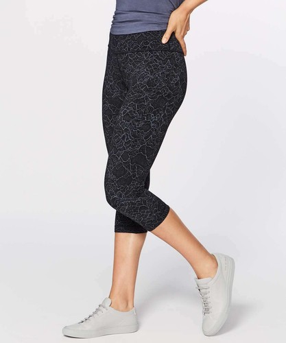 Leggings Lululemon Align Crop 19" (LW6AKAS) Lacescape Dark Cast Nero taglia 8 - Foto 2 di 12