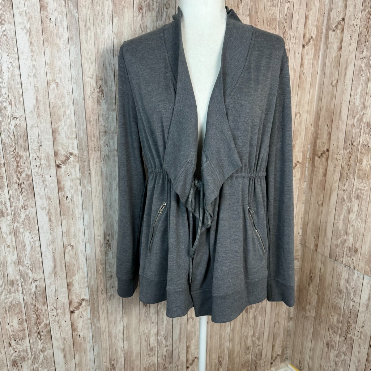 All Saints Womens Gina Drape Jacket Soft Jersey Drawstring