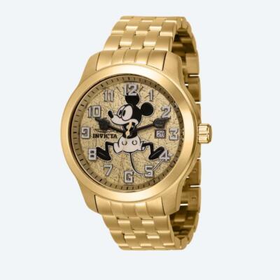 Invicta Herrenuhr Disney Mickey Mouse Edelstahl goldfarben Quarzwerk Ä765