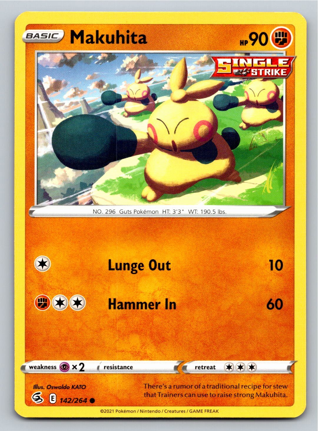 Makuhita 142/264 Common Fusion Strike Pokemon Card - NM Near Mint