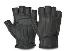 Half Finger Driving Gloves Soft Leather Lined Back Car Chauffeur Motorbike Van