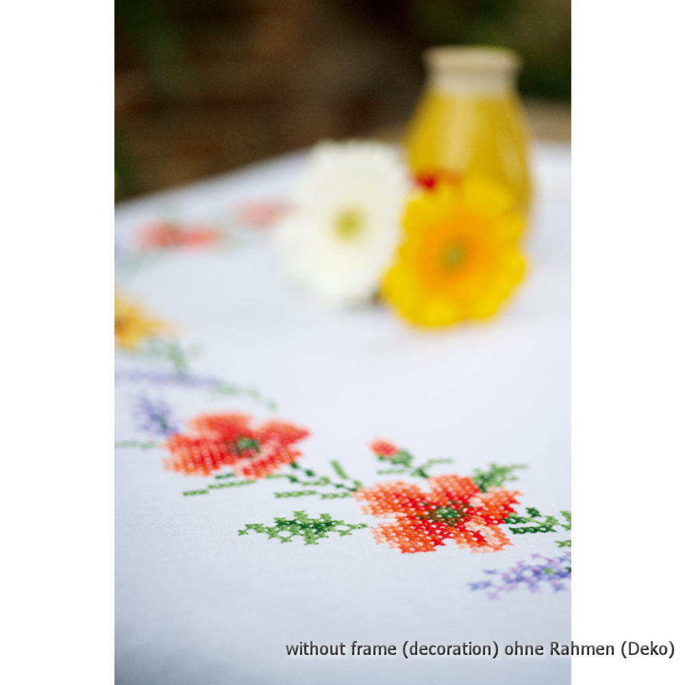 Vervaco tablecloth stitch embroidery kit Flowers and lavender , stamped, diy