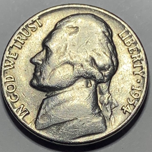 Jefferson Nickel - 1954 D Over D RPM-002 - Nice Error To Add To Your Collection - Picture 2 of 7